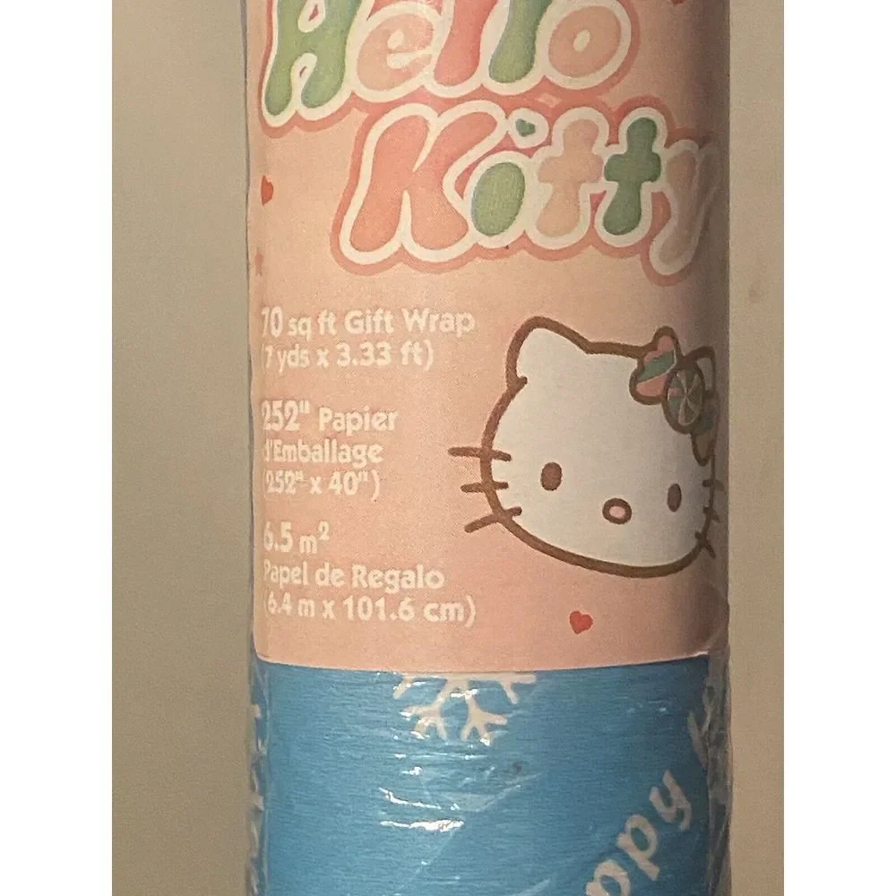 Hello Kitty Gift Wrap Blue Holiday VTG New Sealed Sanrio‎